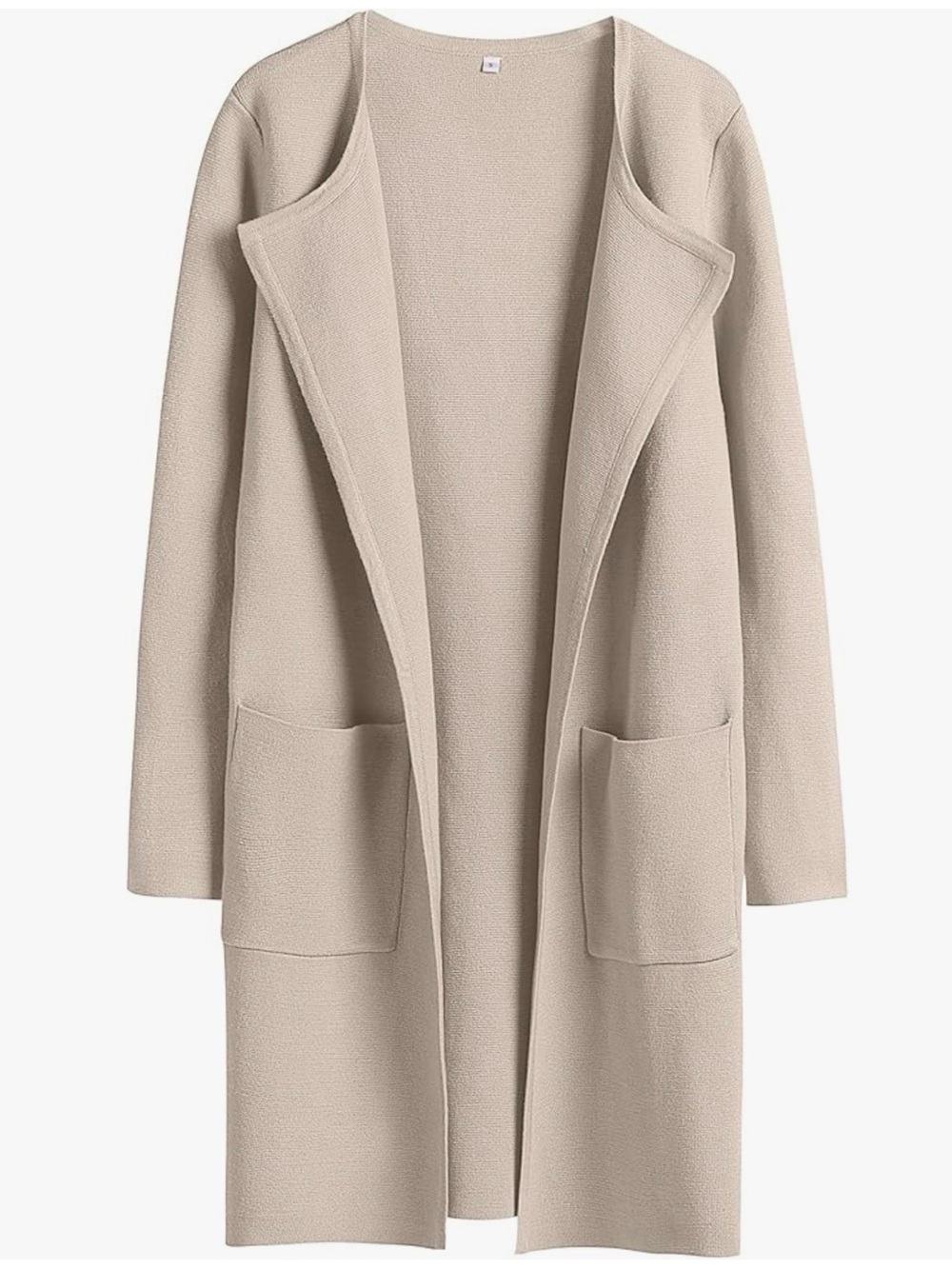 ANRABESS Long Open Front Cardigan Sweater – Light Khaki – Size Medium